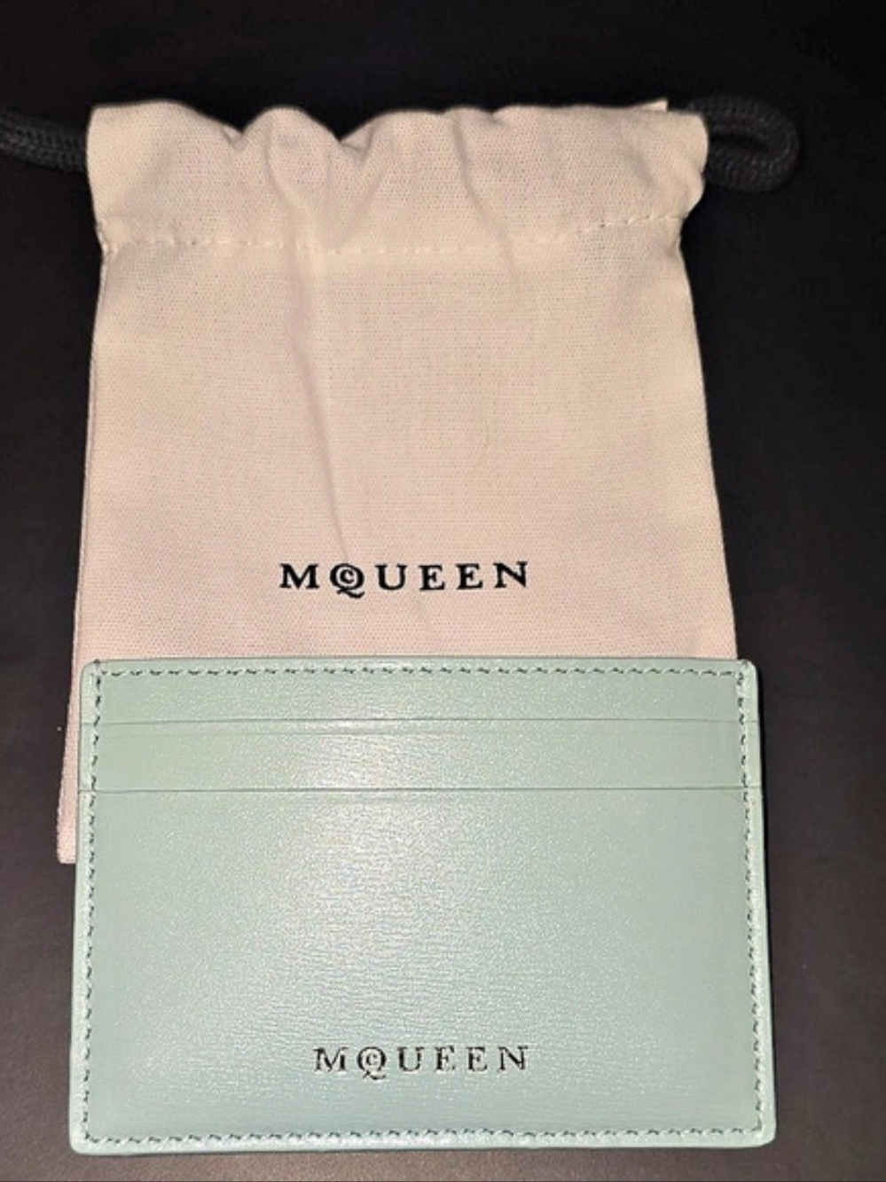 ✨ NWT Alexander McQueen Spearmint Leather Card Case Wallet + Dust Bag ✨